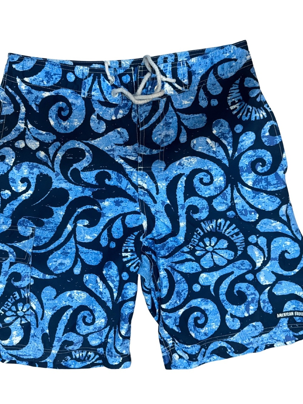 American Eagle Outfitters Navy and Light Blue Floral Swim Board Shorts